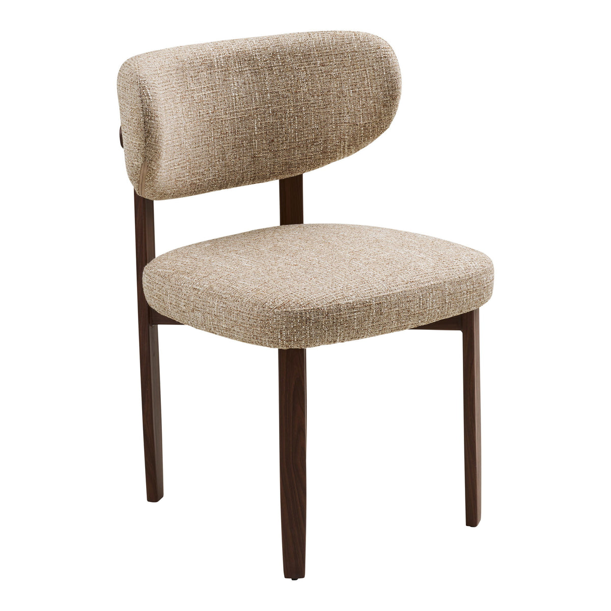 Aino Esszimmerstuhl 2er-Set – Stoff Hellbraun, Beine in Holzoptik Dunkelbraun von Luiva Living