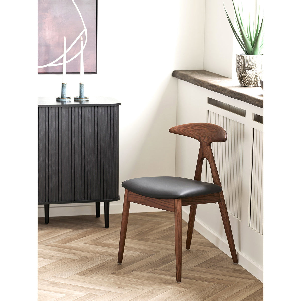 Ralf Esszimmerstuhl 2er-Set – Esche/Kunstleder Dunkelbraun/Schwarz – Ansicht 7