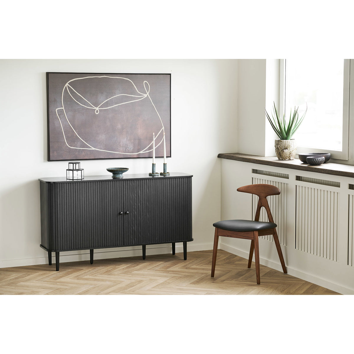 Ralf Esszimmerstuhl 2er-Set – Esche/Kunstleder Dunkelbraun/Schwarz – Ansicht 8