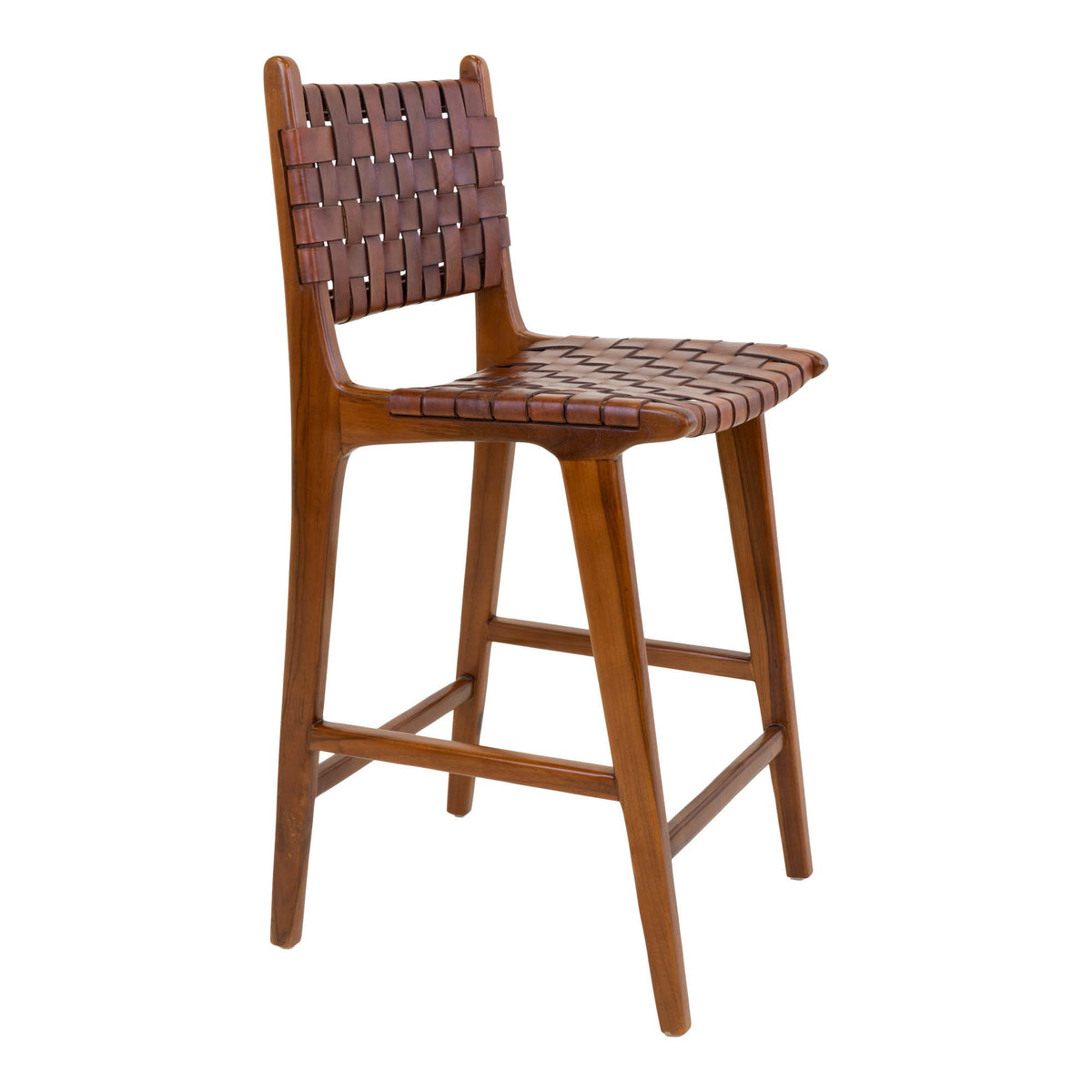 Leif Tresenstuhl – Leder Braun, Beine Teak – Ansicht 3