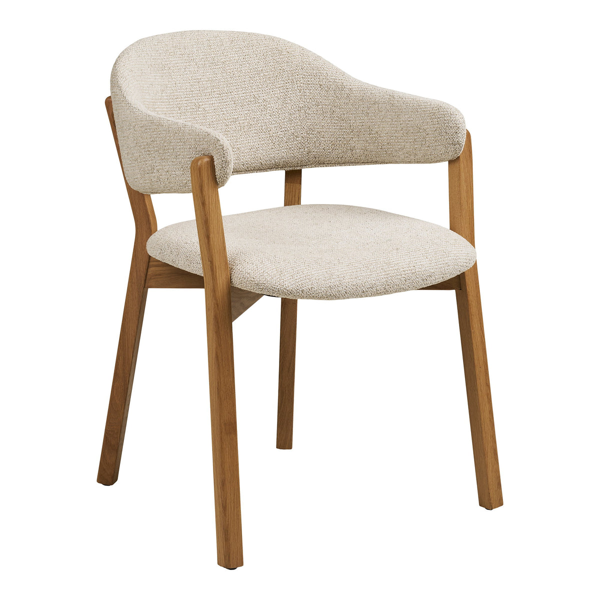 Ian Esszimmerstuhl mit Armlehnen – Eiche/Stoff Natur/Beige von Luiva Living