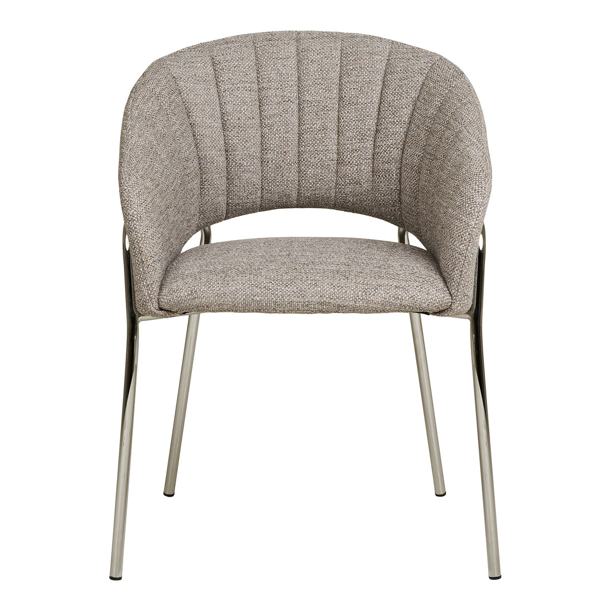 Dora Esszimmerstuhl 2er-Set – Stoff Hellgrau, Beine Chrom – Ansicht 2