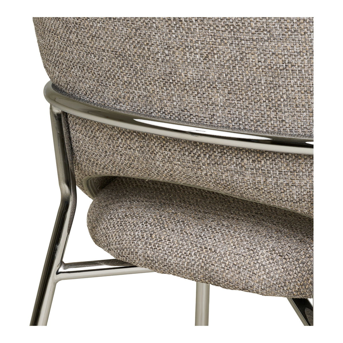 Dora Esszimmerstuhl 2er-Set – Stoff Hellgrau, Beine Chrom – Ansicht 5