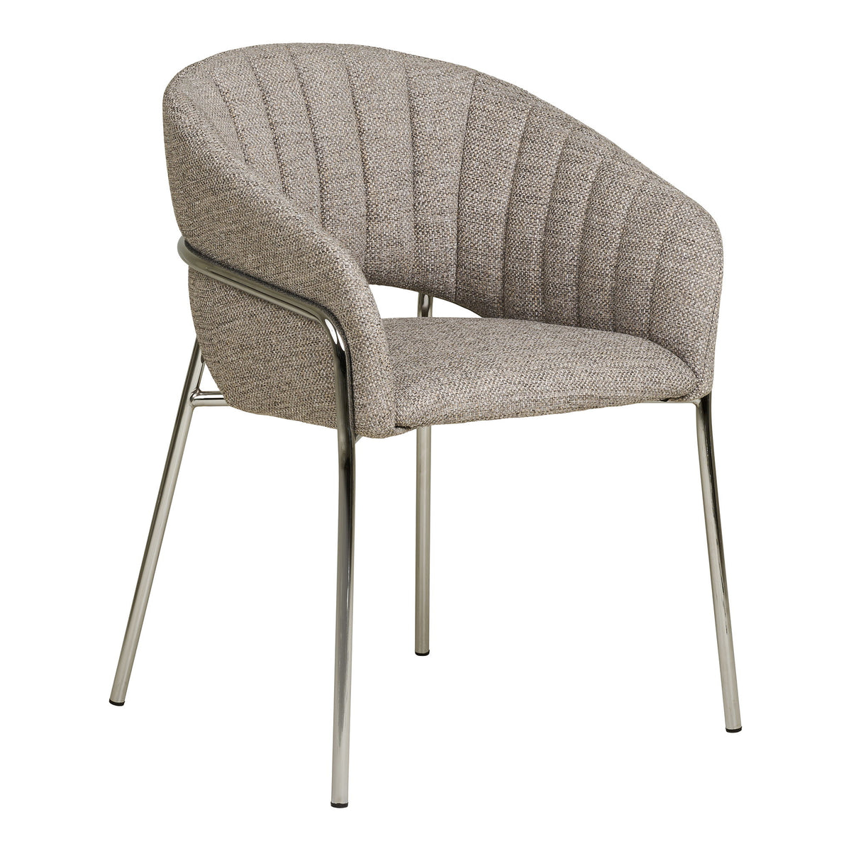 Dora Esszimmerstuhl 2er-Set – Stoff Hellgrau, Beine Chrom von Luiva Living