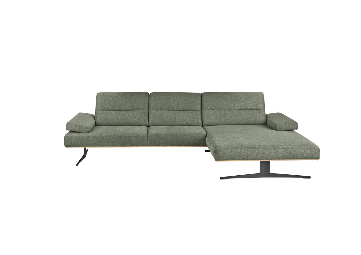 Arendal Ecksofa mit Longchair in Webstoff Turtle, Longchair rechts – Ansicht von vorn