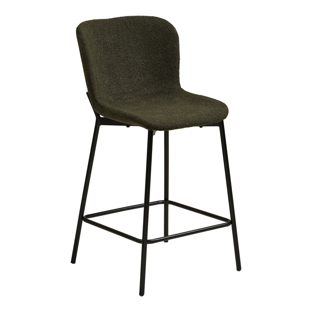 Elina Tresenstuhl 2er-Set – Bouclé Grün, Beine Schwarz von Luiva Living