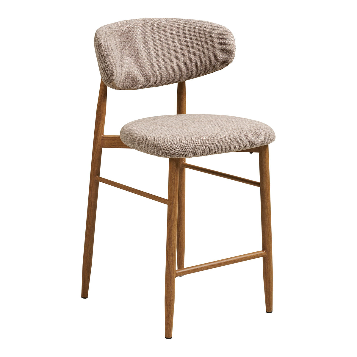 Olivia Tresenstuhl 2er-Set – Stoff Sand, Beine in Eichenoptik von Luiva Living