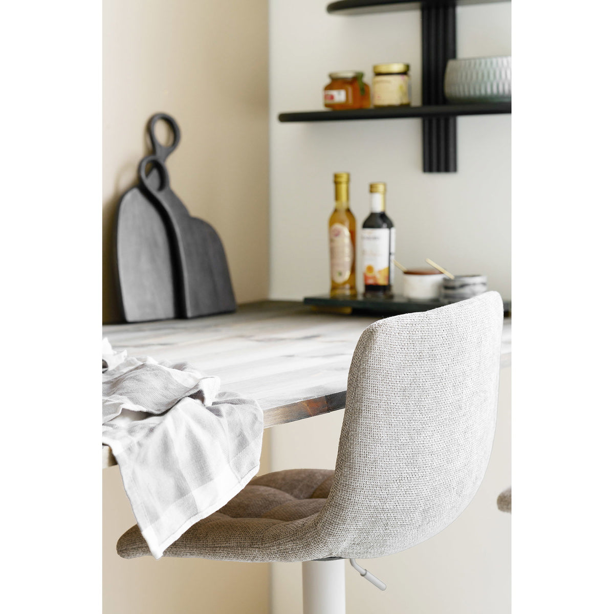 Knut Barstuhl 2er-Set – Stoff Grau, Beine Grau – Ansicht 8