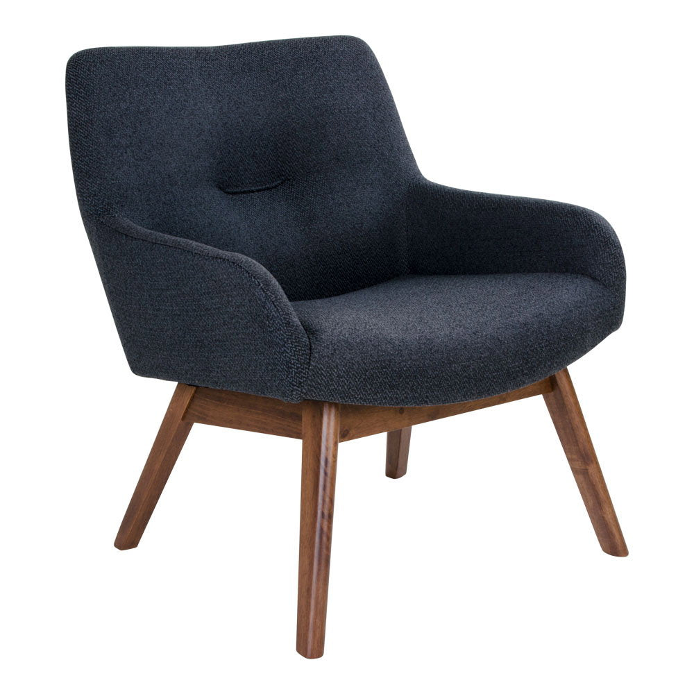 Hanna Sessel – Stoff Dunkelblau, Beine Walnuss von Luiva Living