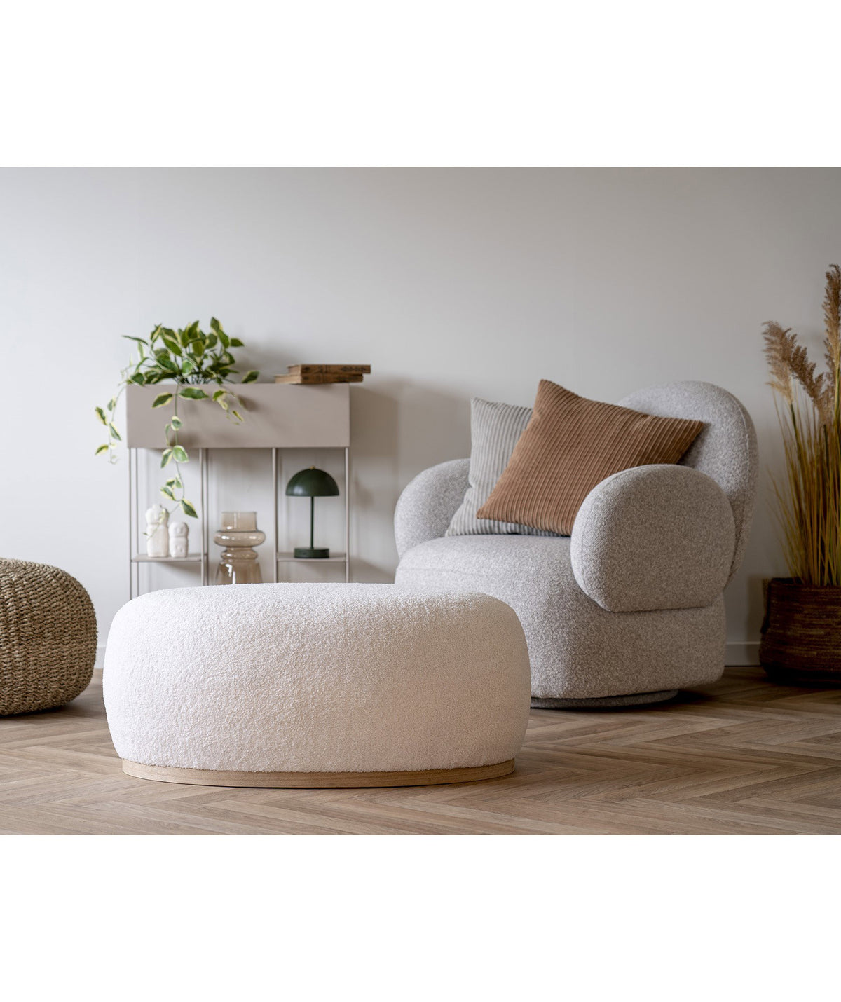 Niklas Sessel mit Drehfunktion – Bouclé Hellgrau – Ansicht 3
