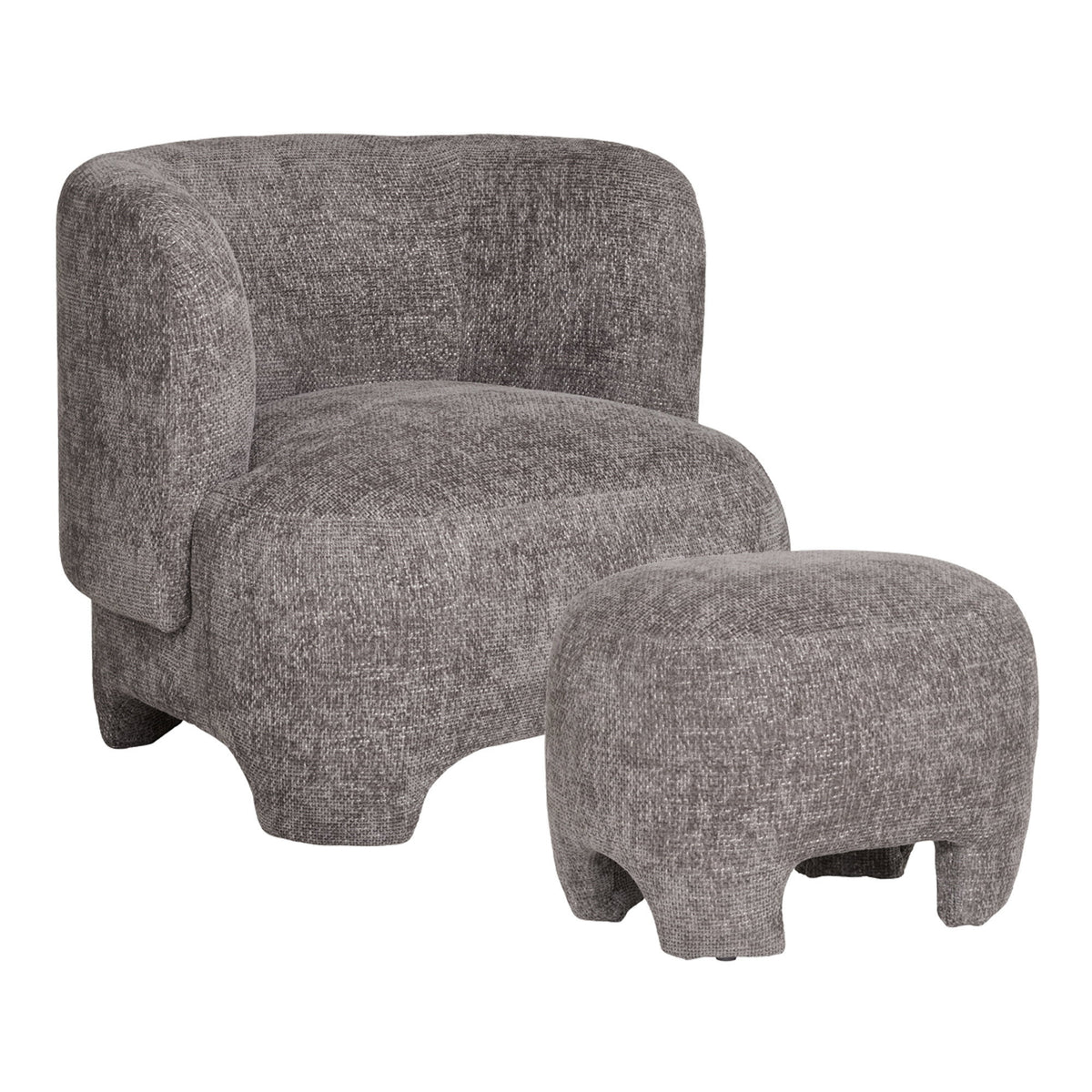 Svea Sessel mit Pouf – Stoff Grau von Luiva Living