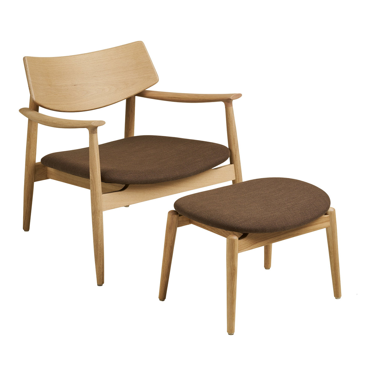 Erja Sessel mit Fußhocker – Eiche Natur/Braun von Luiva Living