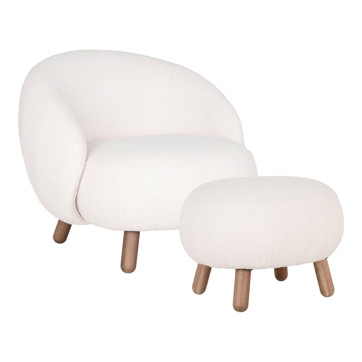 Clemens Sessel mit Pouf – Weiß von Luiva Living