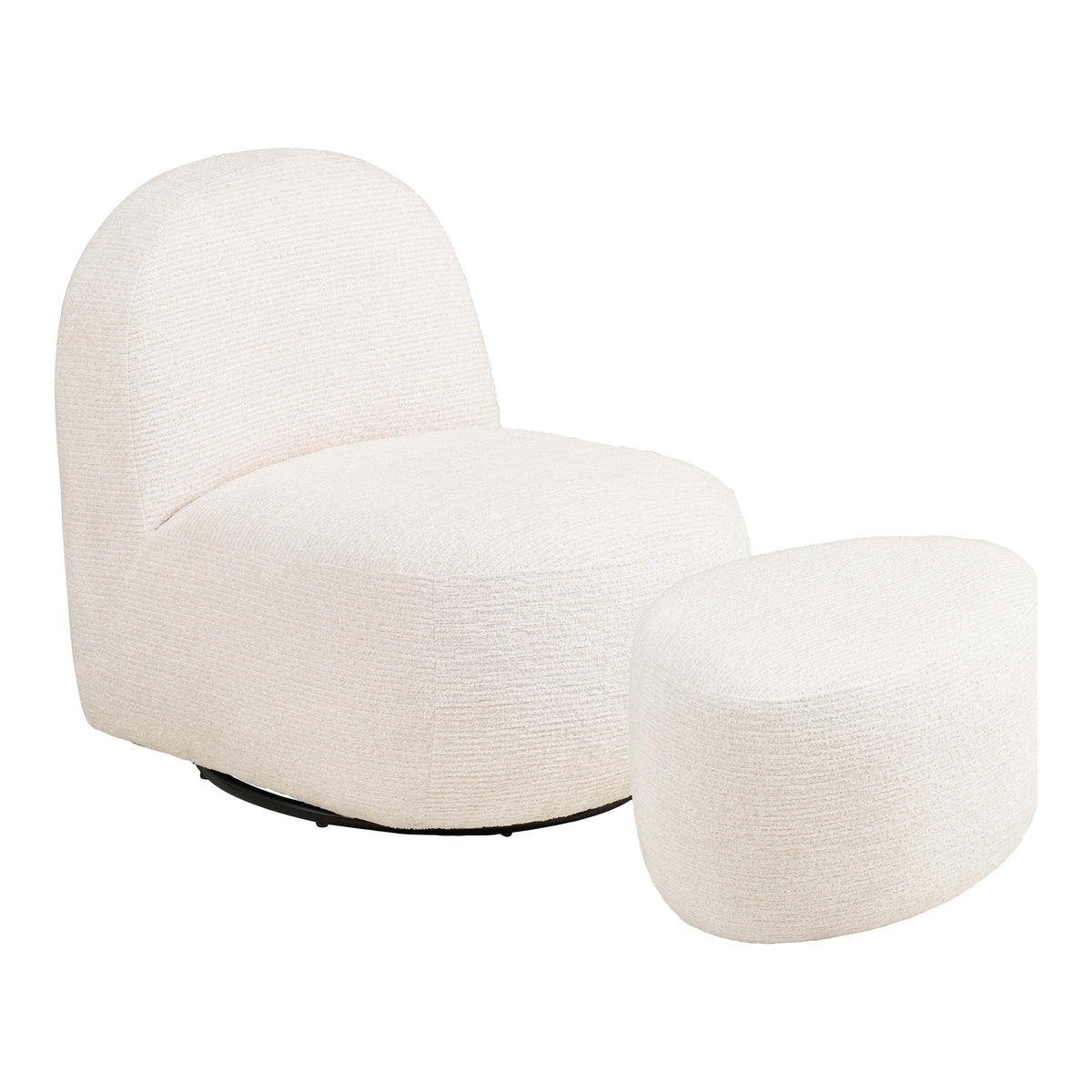 Cora Sessel mit Pouf – Stoff Cremeweiß von Luiva Living