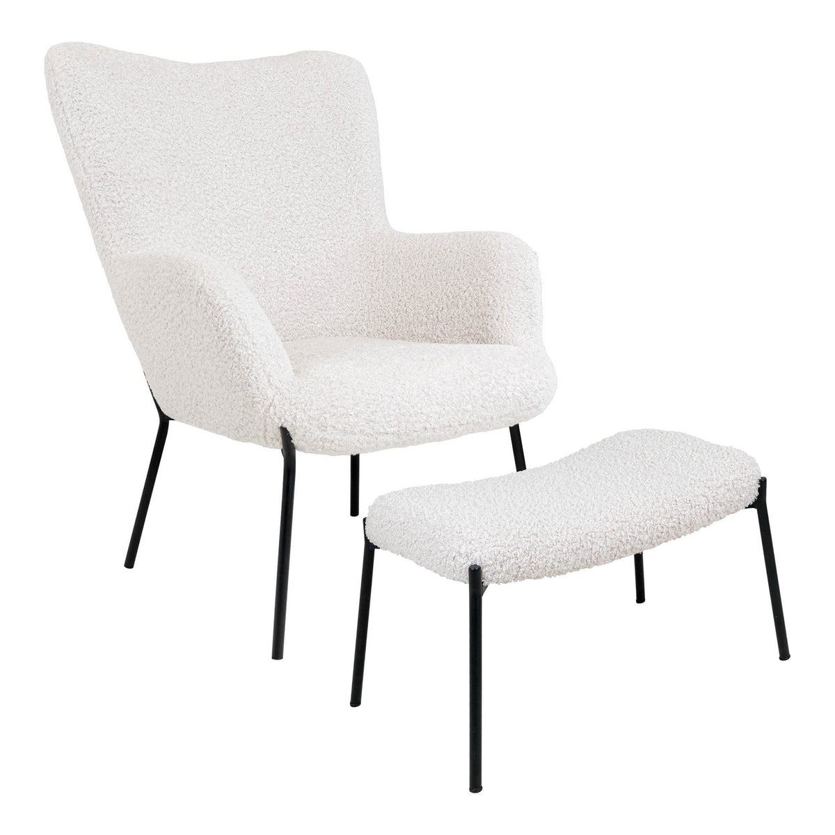 Tessa Sessel mit Fußhocker – Weiß von Luiva Living