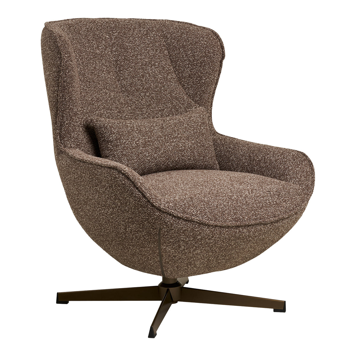 Tilda Sessel mit Drehfunktion – Stoff Braun, Beine Bronze von Luiva Living
