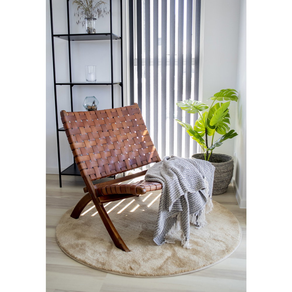 Leif Klappstuhl – Leder Braun, Beine Teak – Ansicht 6