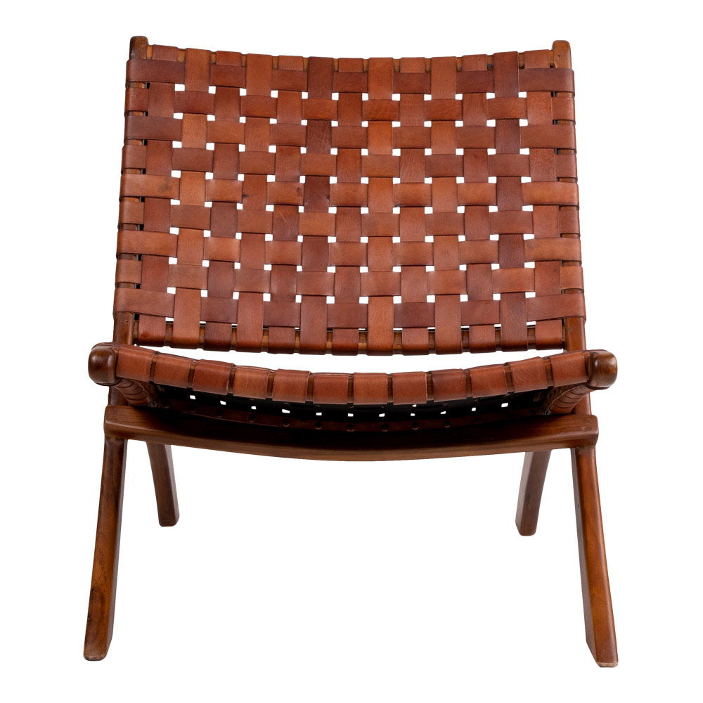 Leif Klappstuhl – Leder Braun, Beine Teak – Ansicht 2