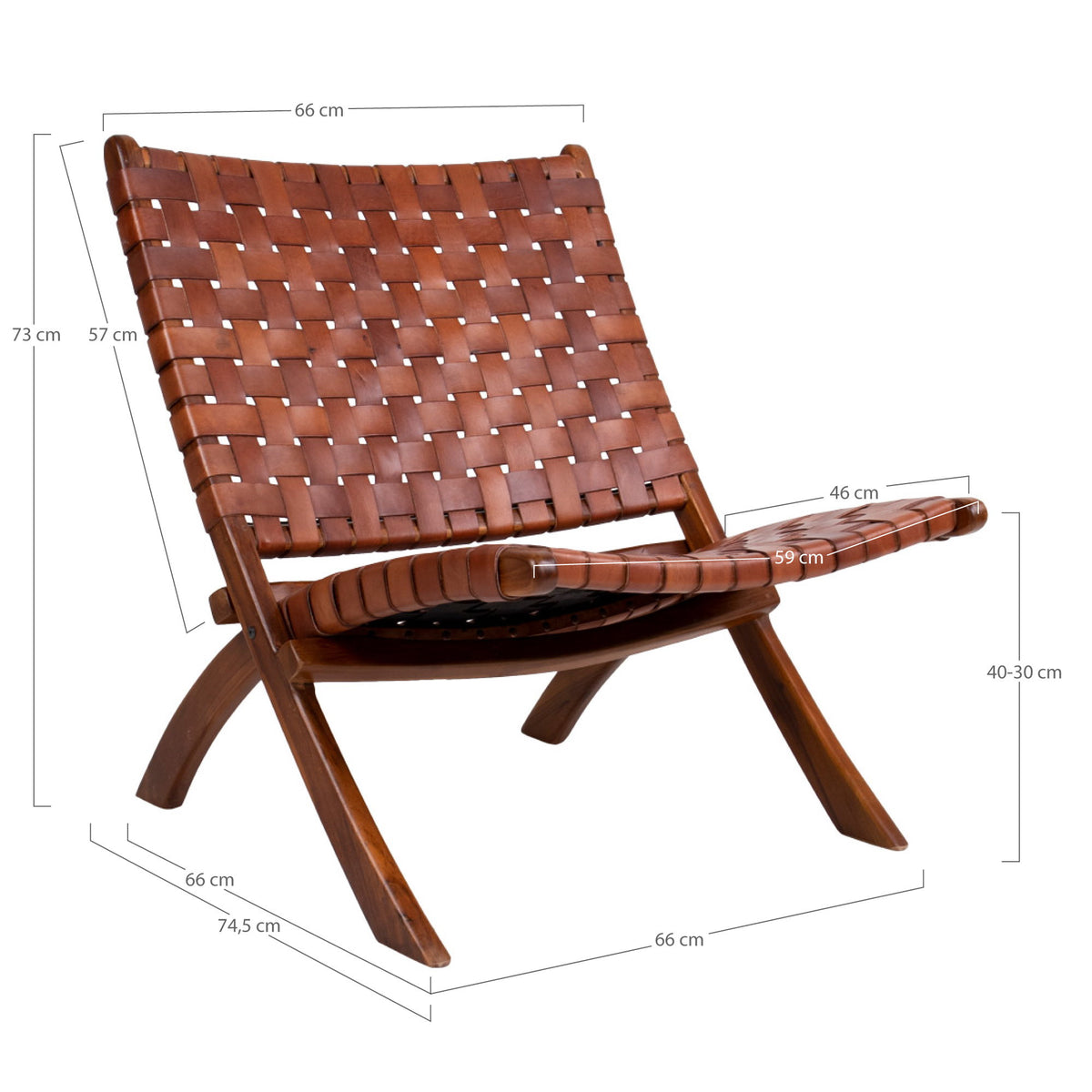 Leif Klappstuhl – Leder Braun, Beine Teak – Ansicht 5