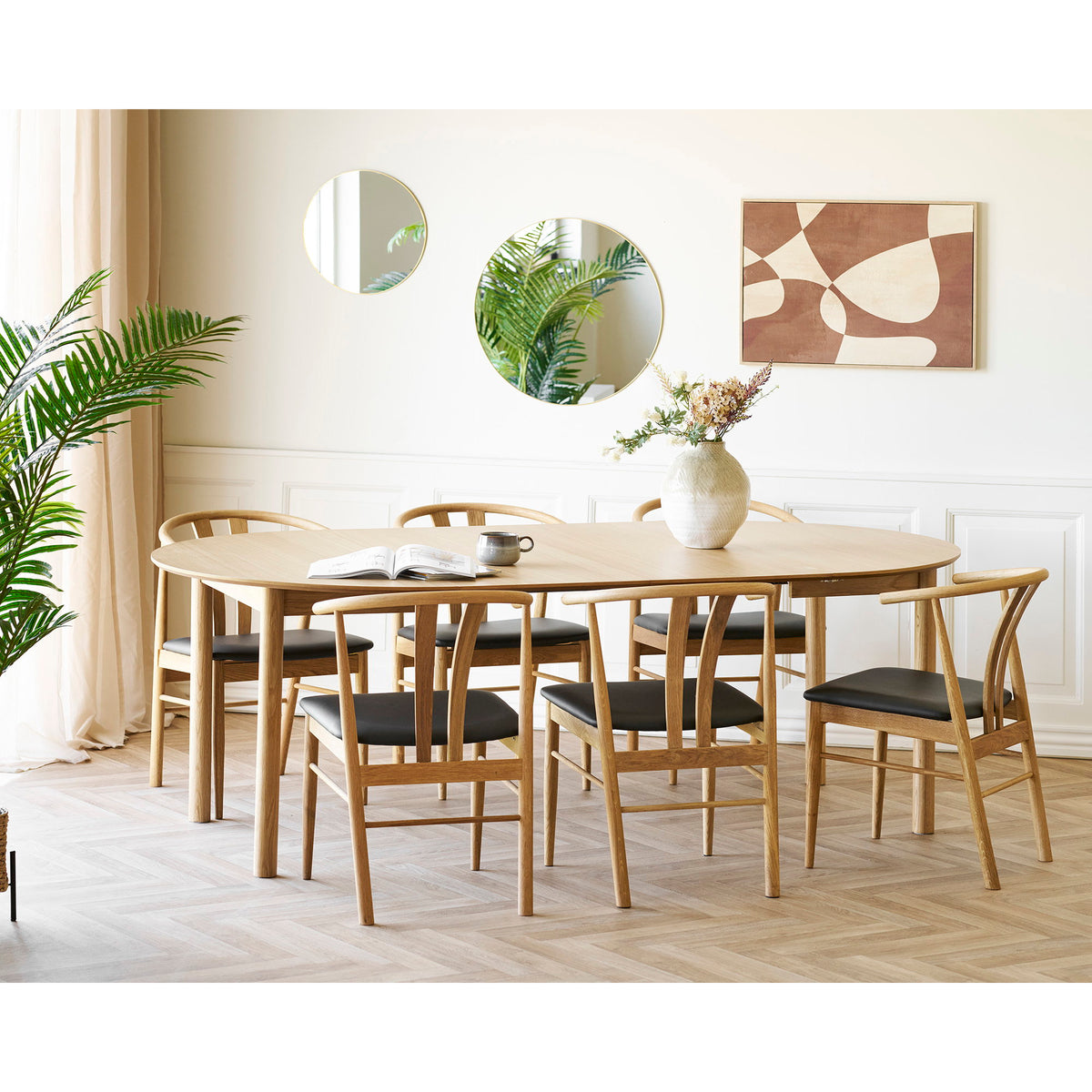 Agda Esszimmerstuhl 2er-Set – Eiche/Kunstleder Natur/Schwarz – Ansicht 6