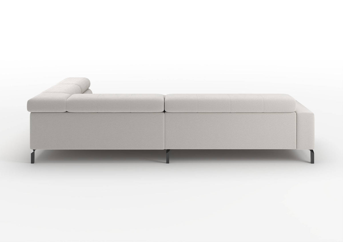 Kalmar Ecksofa in L-Form groß in Feincord Weiß, Ecke rechts – Rückansicht