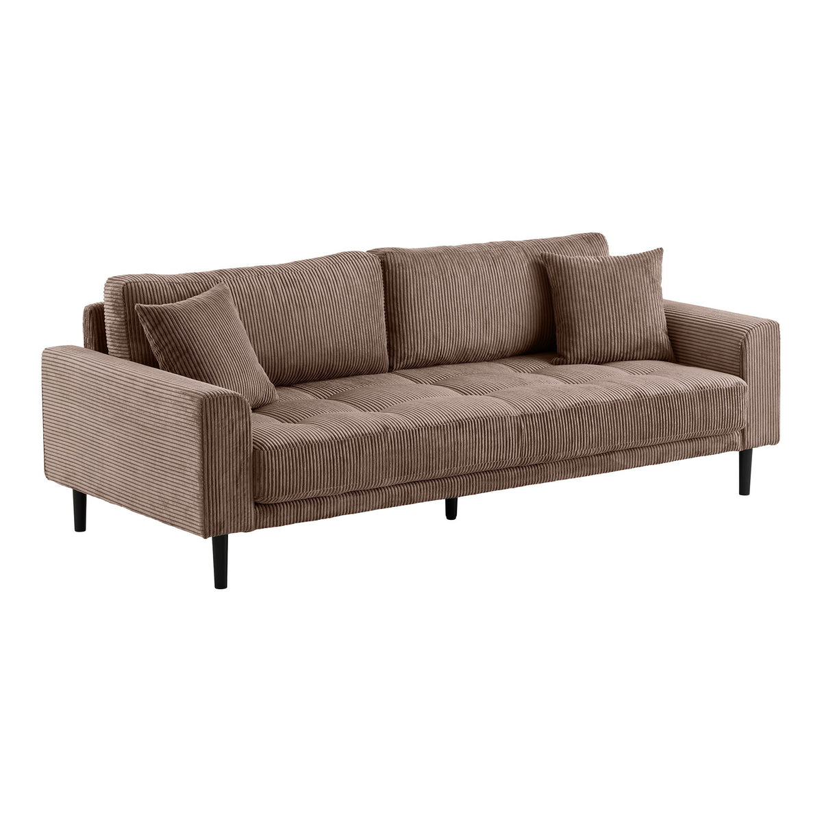 Ugo 3-Sitzer-Sofa – Cord Braun, Beine Schwarz – Ansicht 2