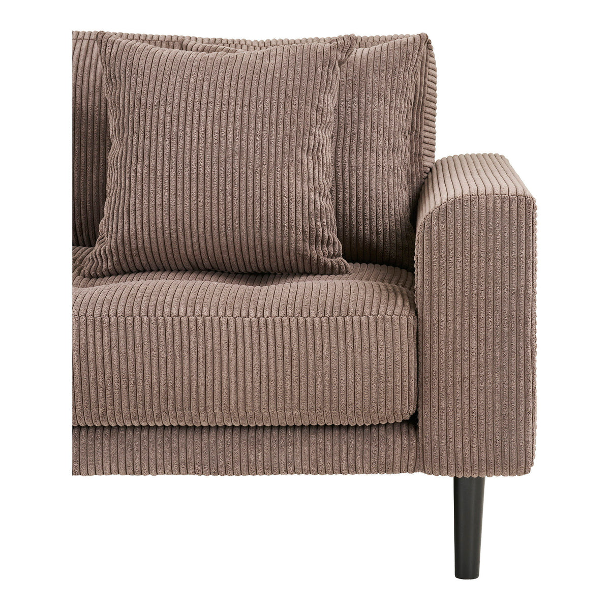 Ugo 3-Sitzer-Sofa – Cord Braun, Beine Schwarz – Ansicht 3