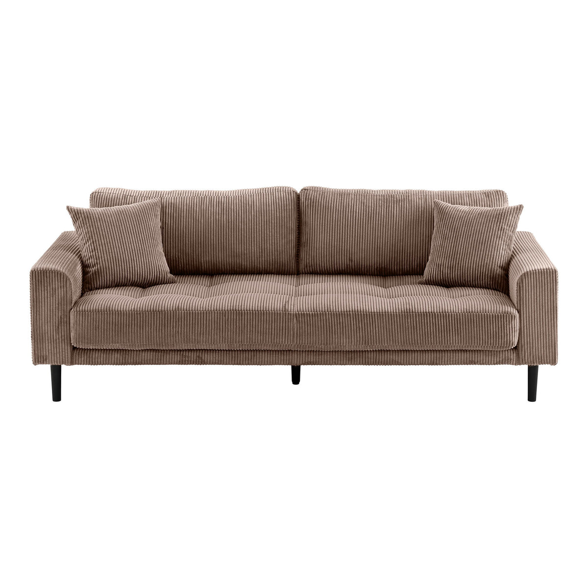 Ugo 3-Sitzer-Sofa – Cord Braun, Beine Schwarz von Luiva Living