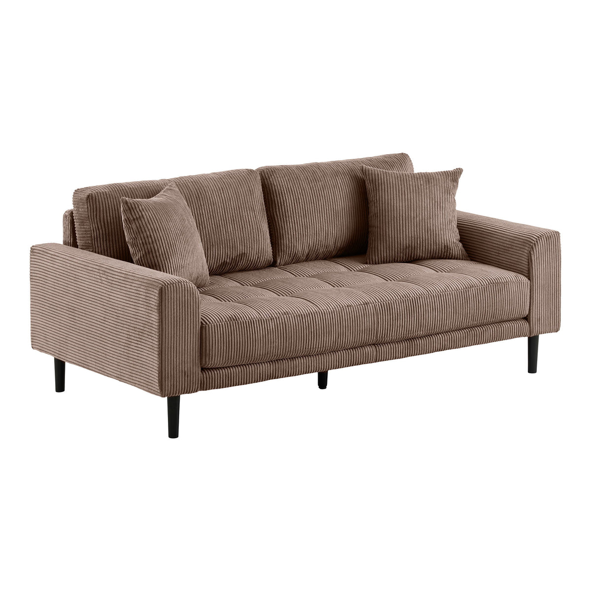 Ugo 2,5-Sitzer-Sofa – Cord Braun, Beine Schwarz – Ansicht 2