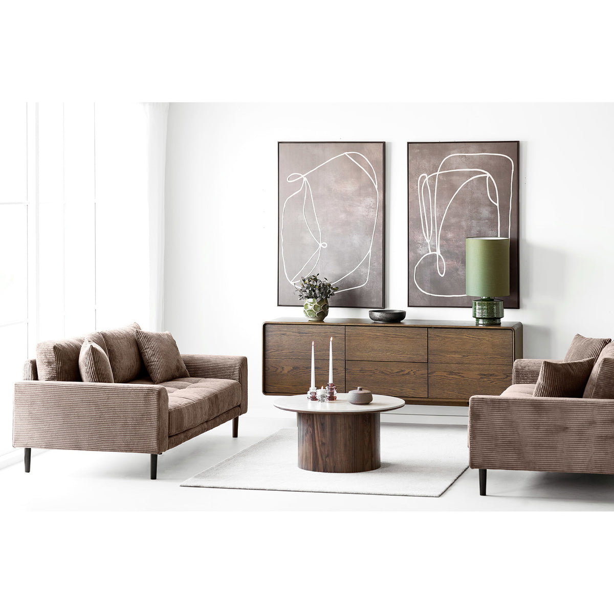 Ugo 2,5-Sitzer-Sofa – Cord Braun, Beine Schwarz – Ansicht 6