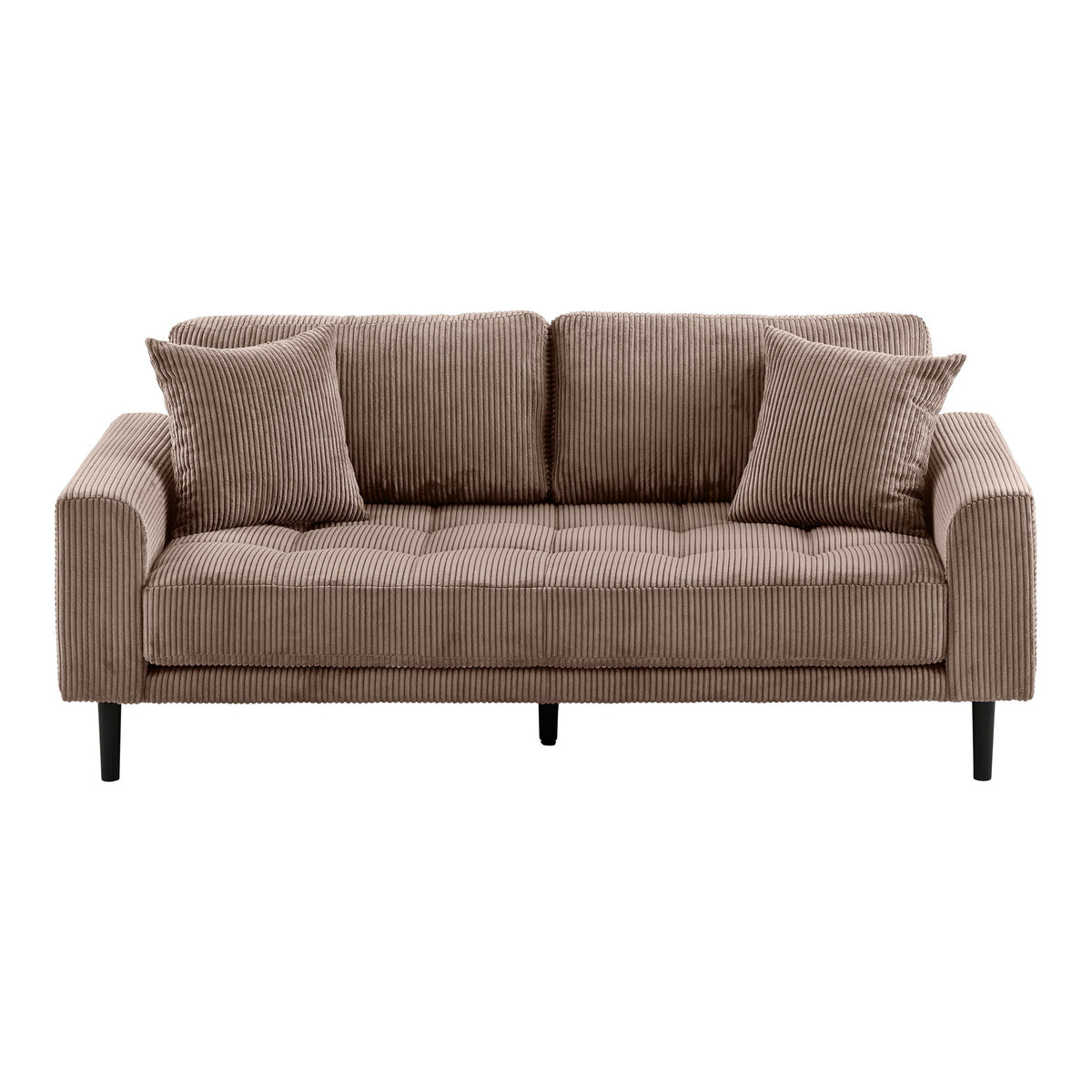 Ugo 2,5-Sitzer-Sofa – Cord Braun, Beine Schwarz von Luiva Living