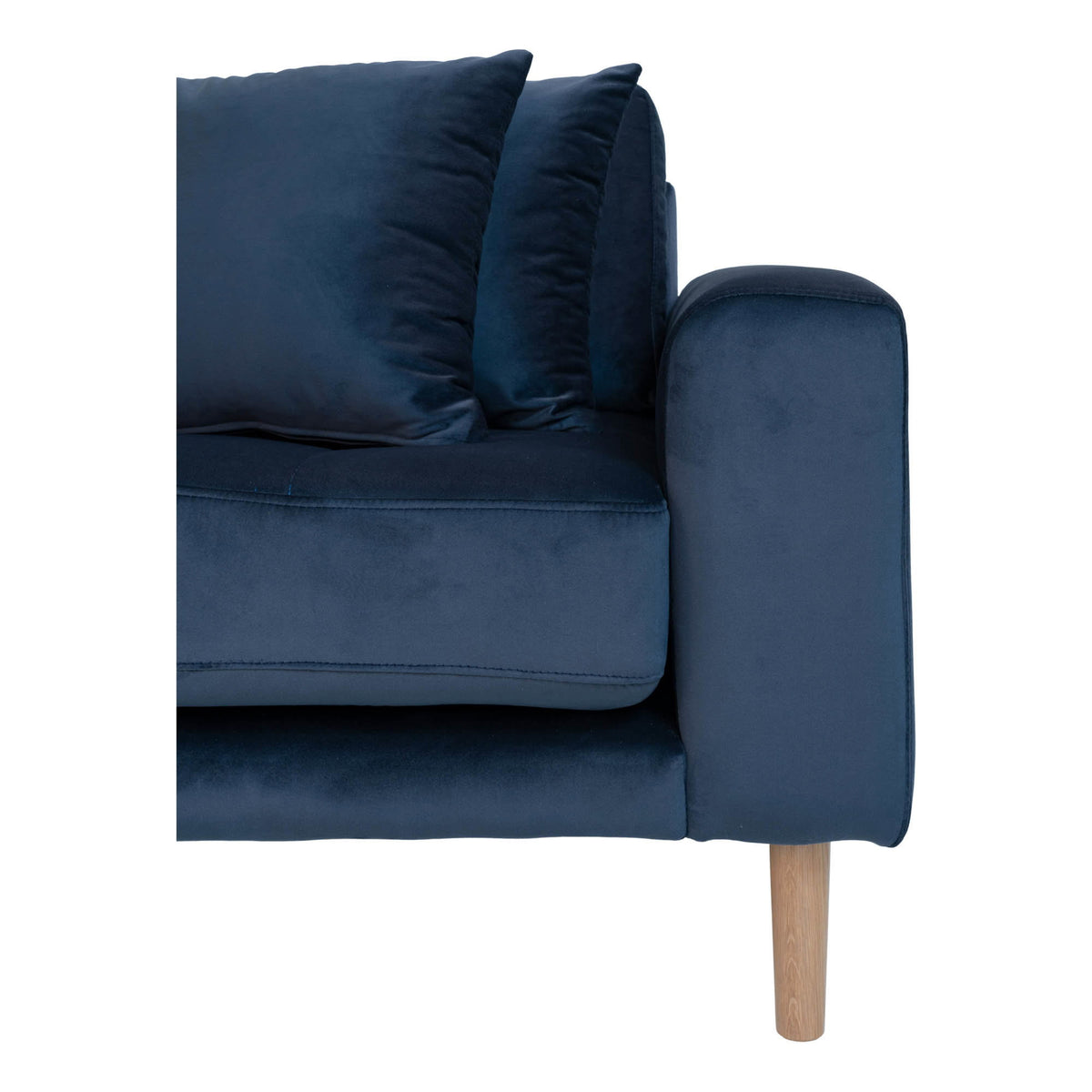 Ugo Sofa mit Récamiere links – Samt Dunkelblau, Beine Natur – Ansicht 3