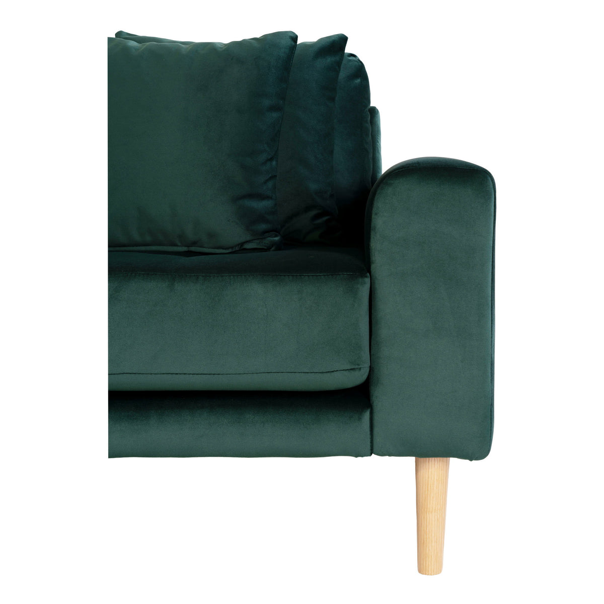 Ugo Sofa mit Récamiere links – Samt Dunkelgrün, Beine Natur – Ansicht 3