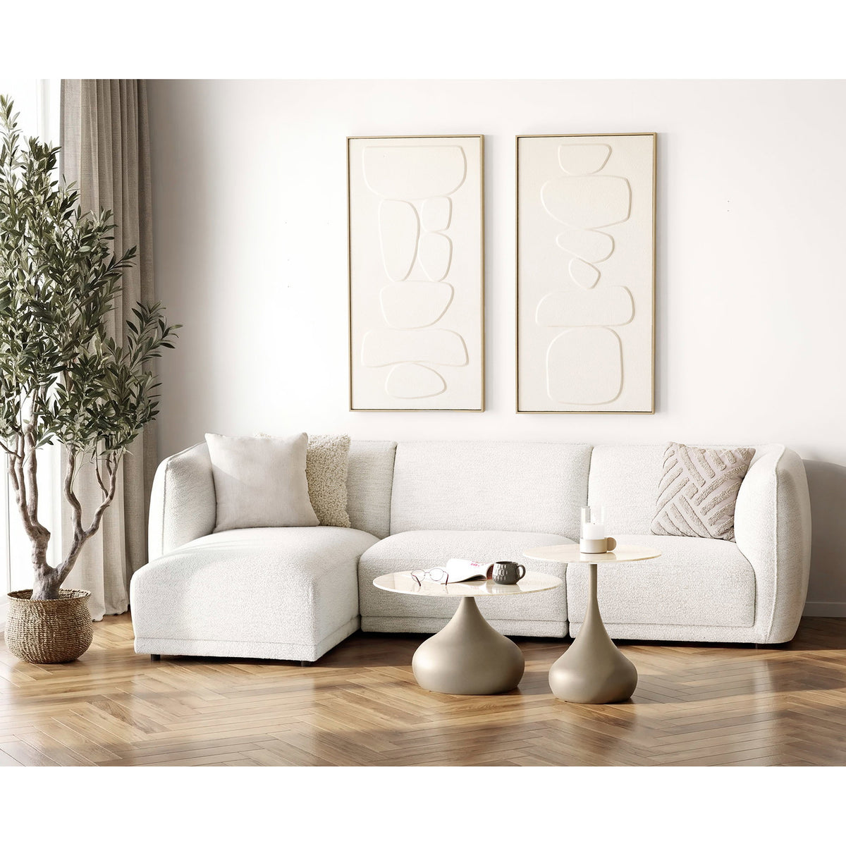 Ilvy Sofa mit Récamiere links – Cremeweiß – Ansicht 7