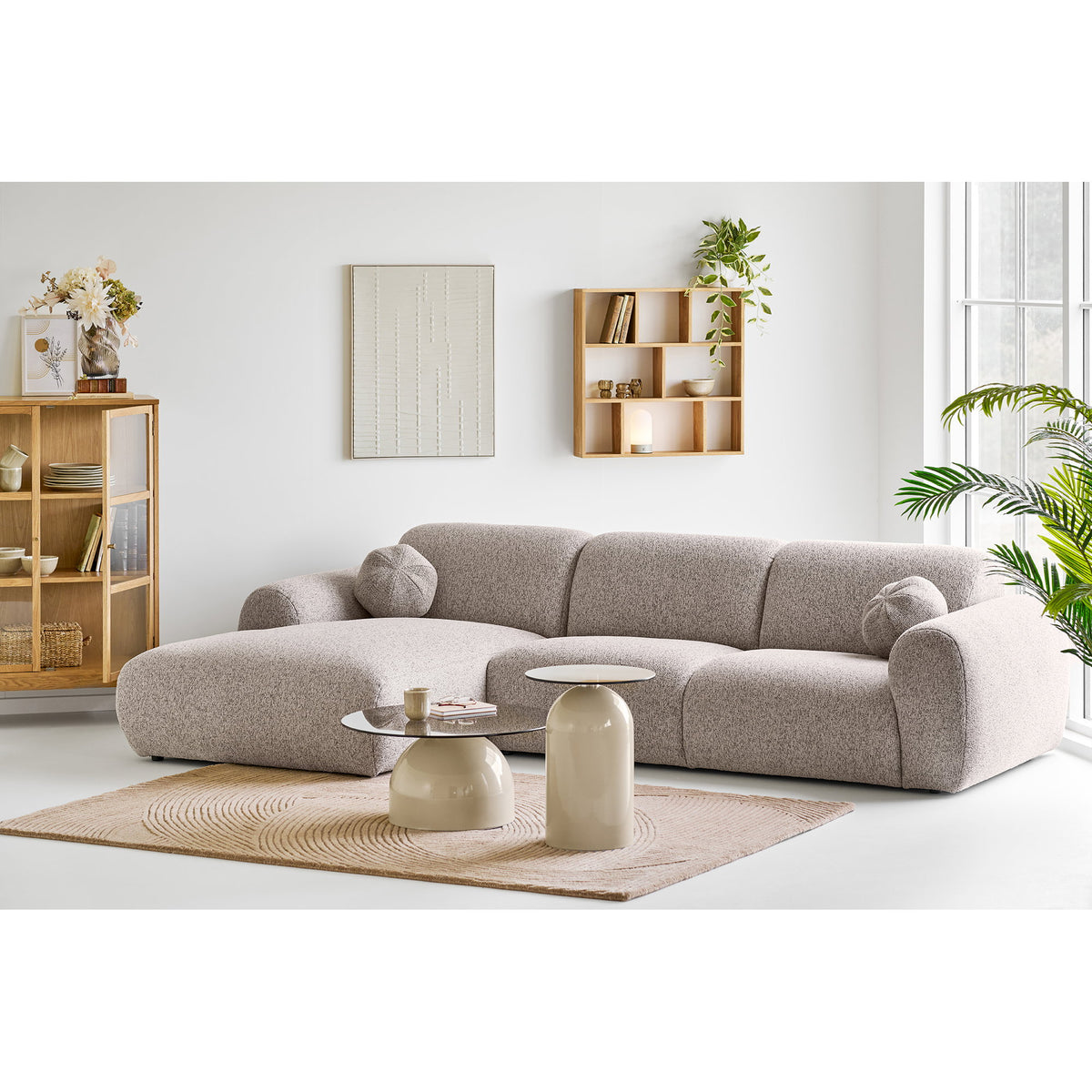 Samu Sofa mit Récamiere links – Steingrau – Ansicht 6