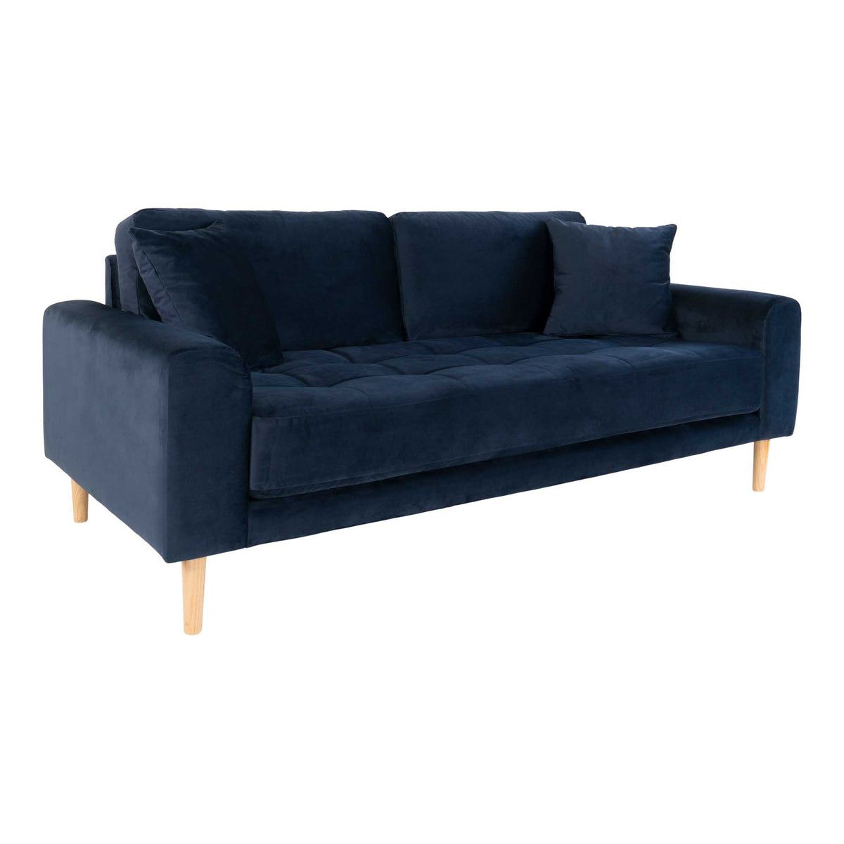 Ugo 2,5-Sitzer-Sofa – Samt Dunkelblau, Beine Natur – Ansicht 2
