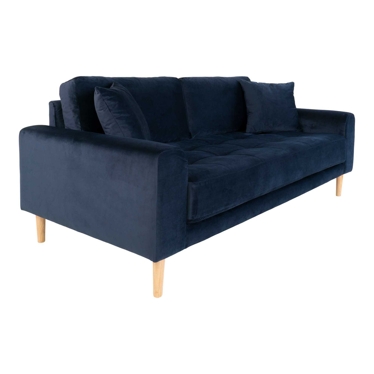 Ugo 2,5-Sitzer-Sofa – Samt Dunkelblau, Beine Natur – Ansicht 3