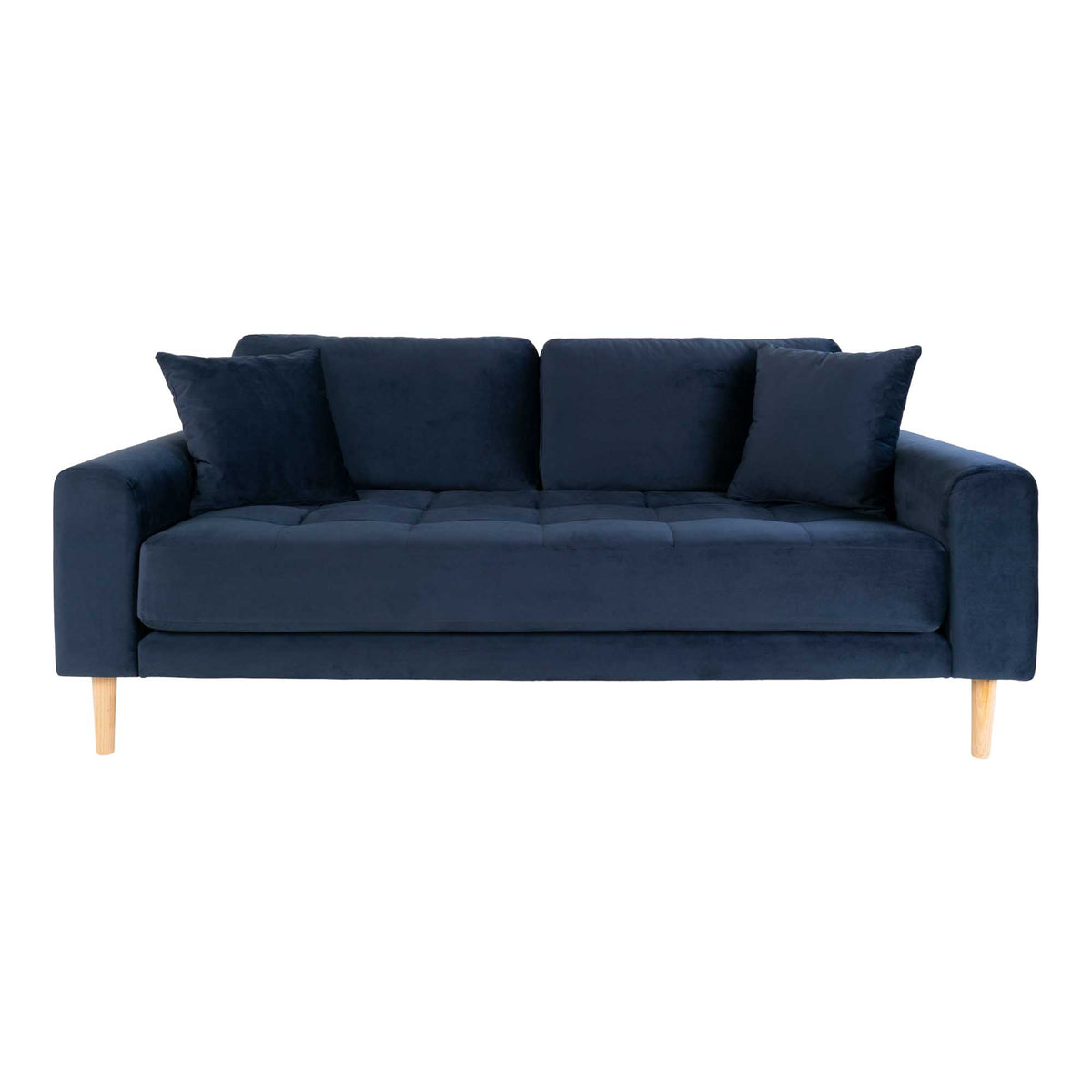 Ugo 2,5-Sitzer-Sofa – Samt Dunkelblau, Beine Natur von Luiva Living