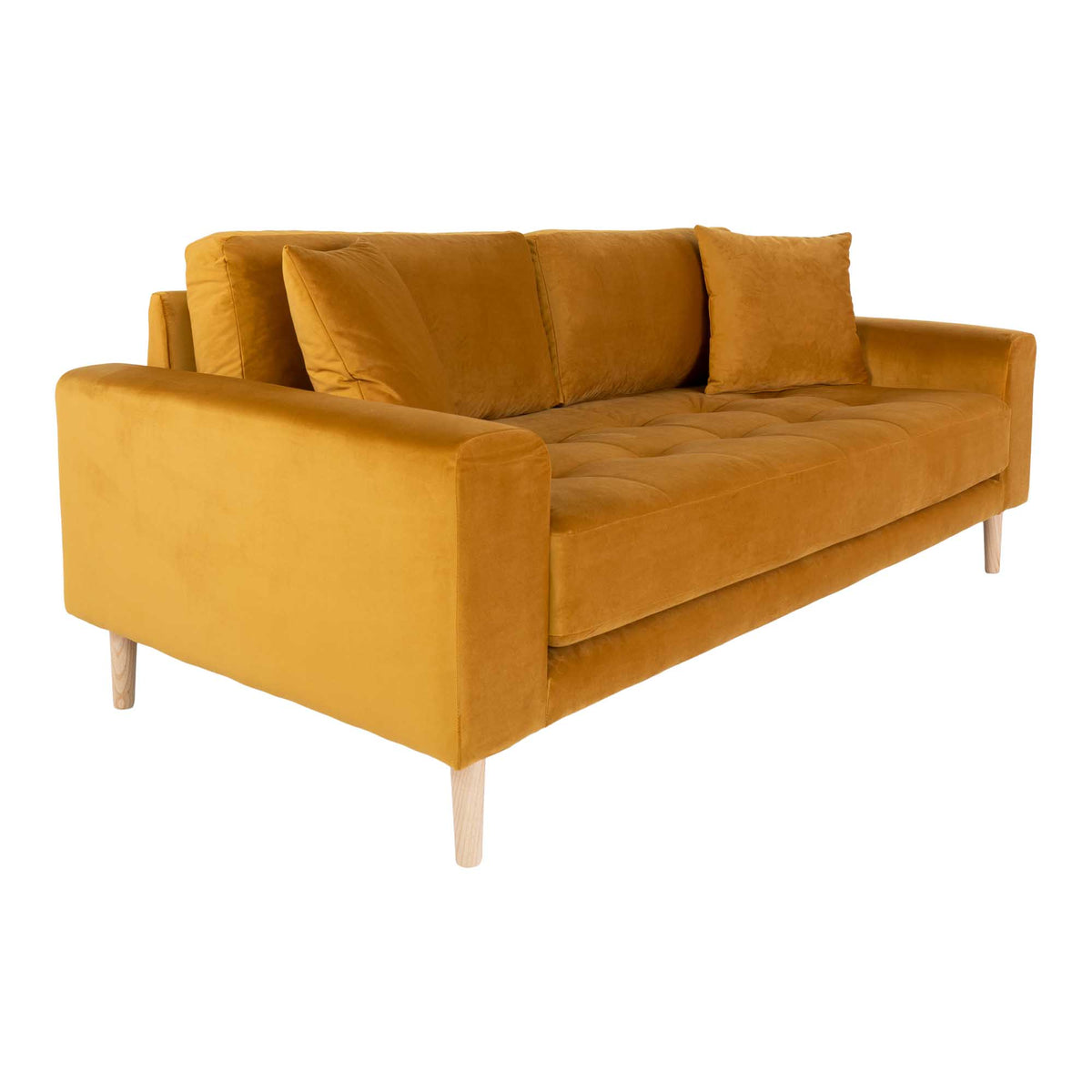 Ugo 2,5-Sitzer-Sofa – Samt Senfgelb, Beine Natur – Ansicht 3