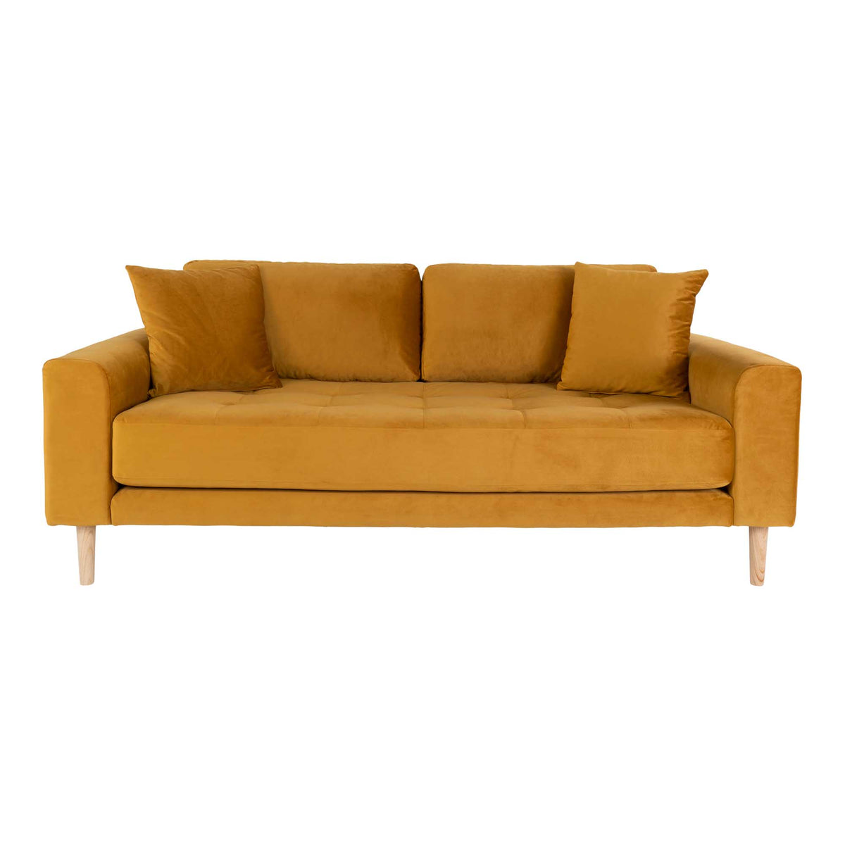 Ugo 2,5-Sitzer-Sofa – Samt Senfgelb, Beine Natur von Luiva Living