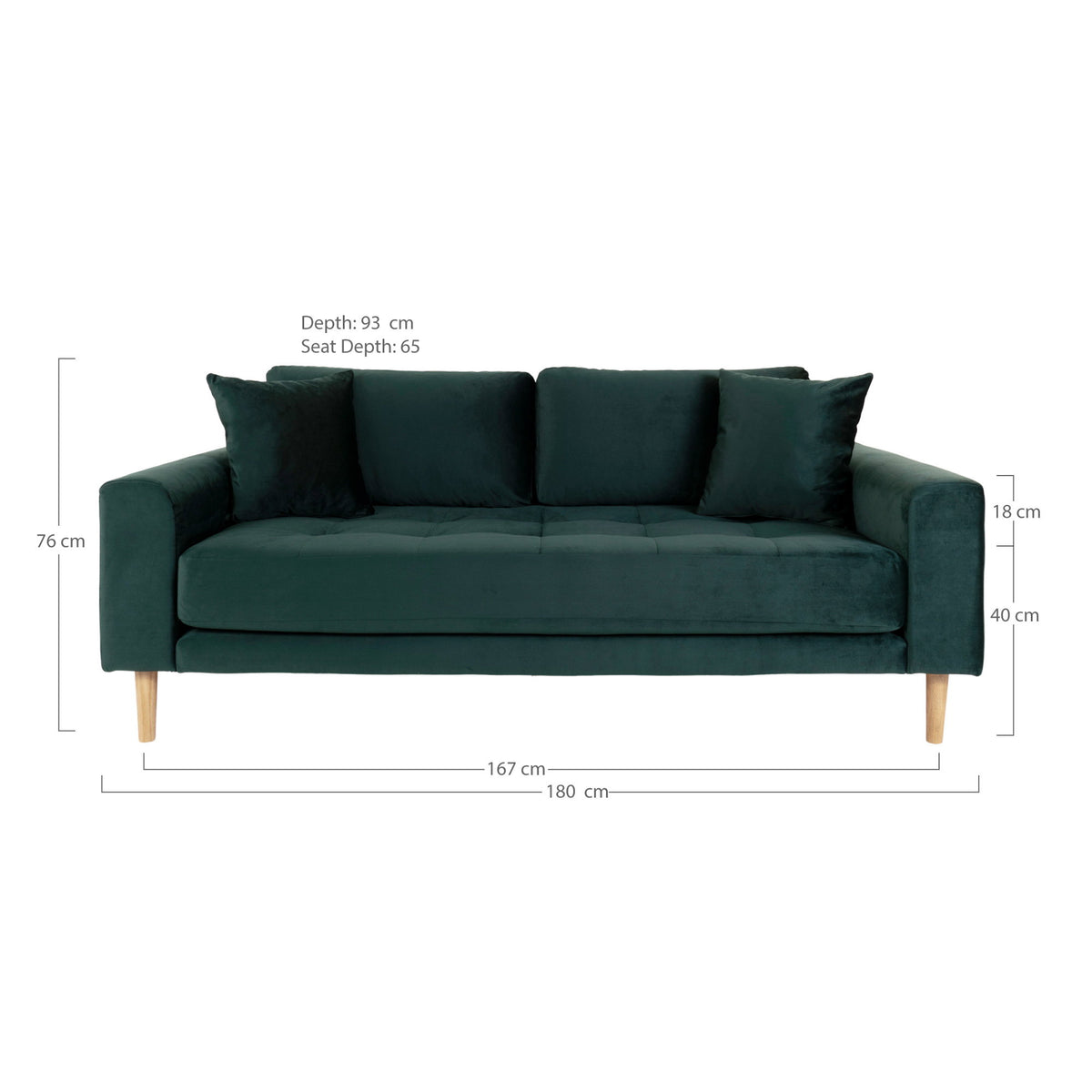 Ugo 2,5-Sitzer-Sofa – Samt Dunkelgrün, Beine Natur – Ansicht 5
