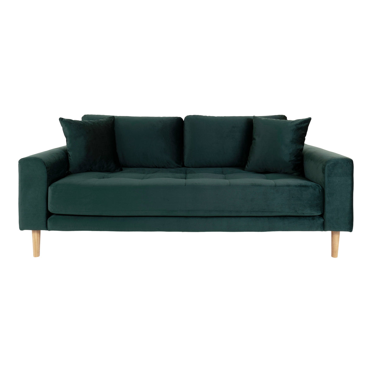 Ugo 2,5-Sitzer-Sofa – Samt Dunkelgrün, Beine Natur von Luiva Living