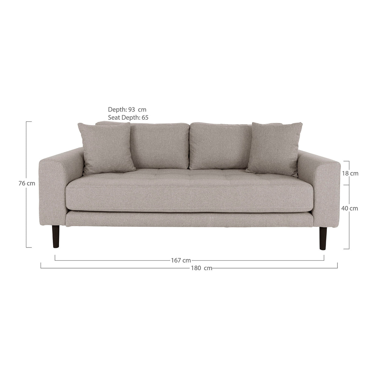 Ugo 2,5-Sitzer-Sofa – Steingrau, Beine Schwarz – Ansicht 2