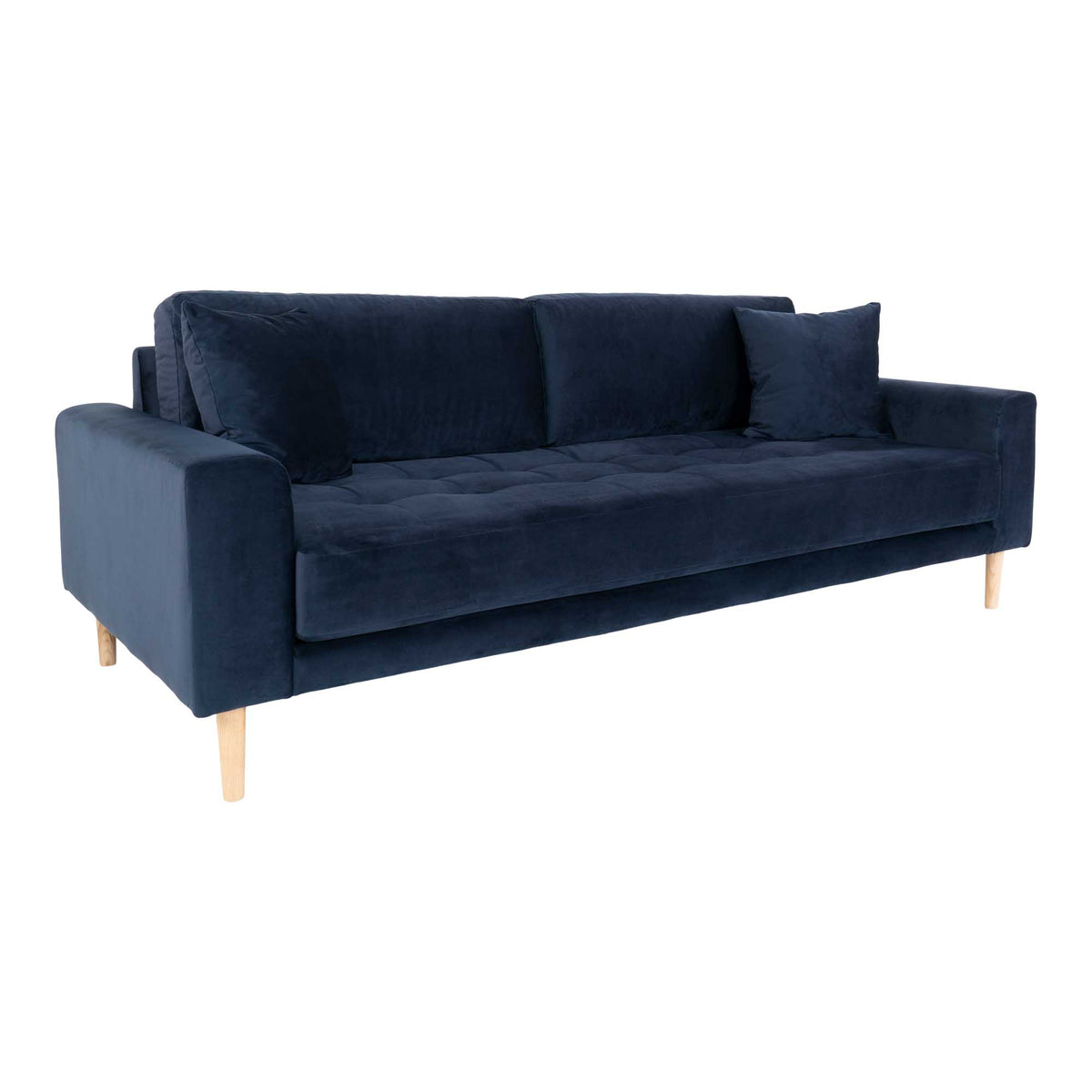 Ugo 3-Sitzer-Sofa – Samt Dunkelblau, Beine Natur – Ansicht 2