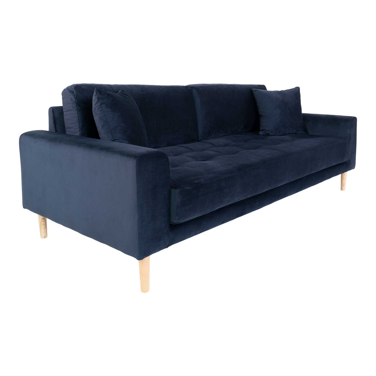 Ugo 3-Sitzer-Sofa – Samt Dunkelblau, Beine Natur – Ansicht 3