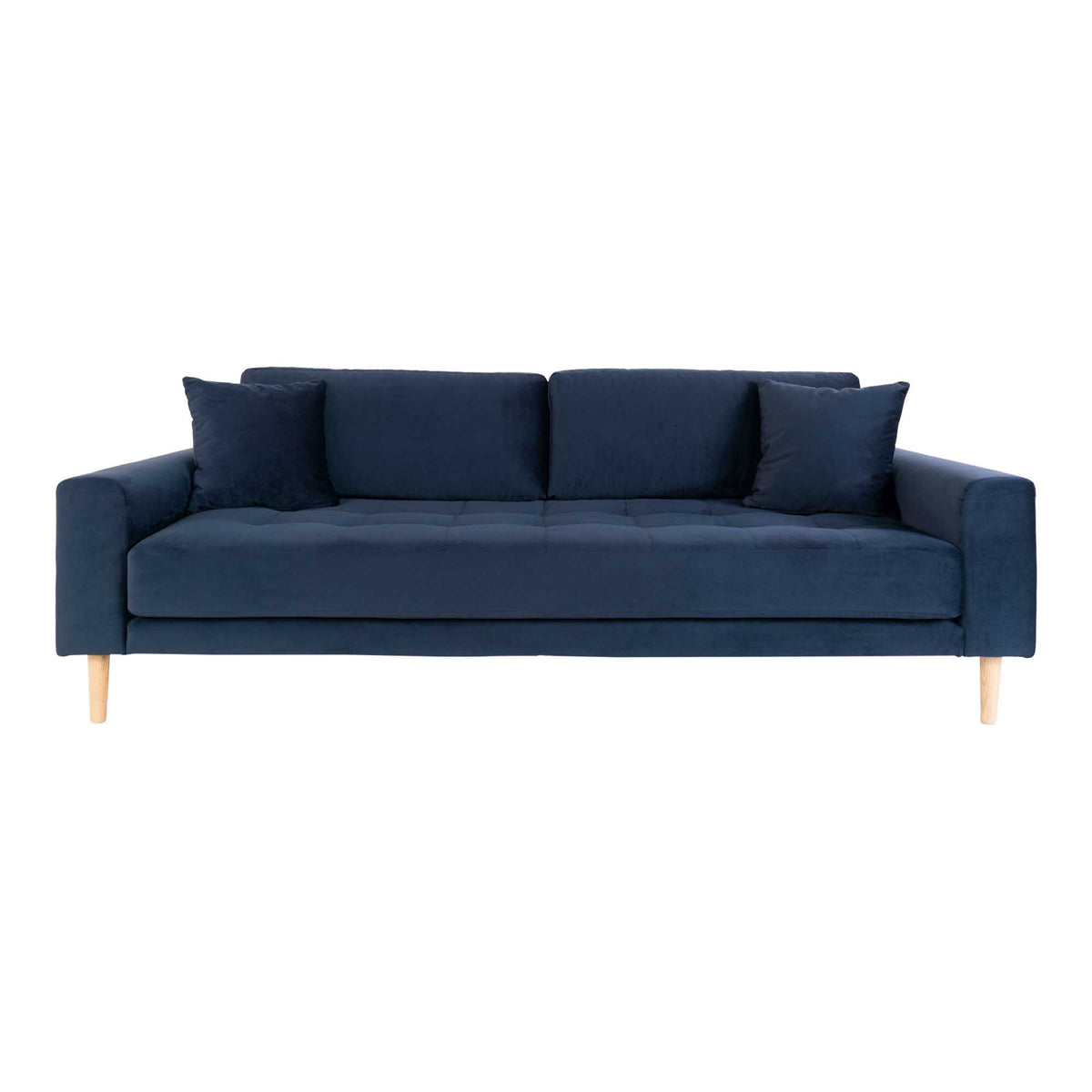 Ugo 3-Sitzer-Sofa – Samt Dunkelblau, Beine Natur von Luiva Living