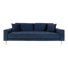 Ugo 3-Sitzer-Sofa – Samt Dunkelblau, Beine Natur von Luiva Living