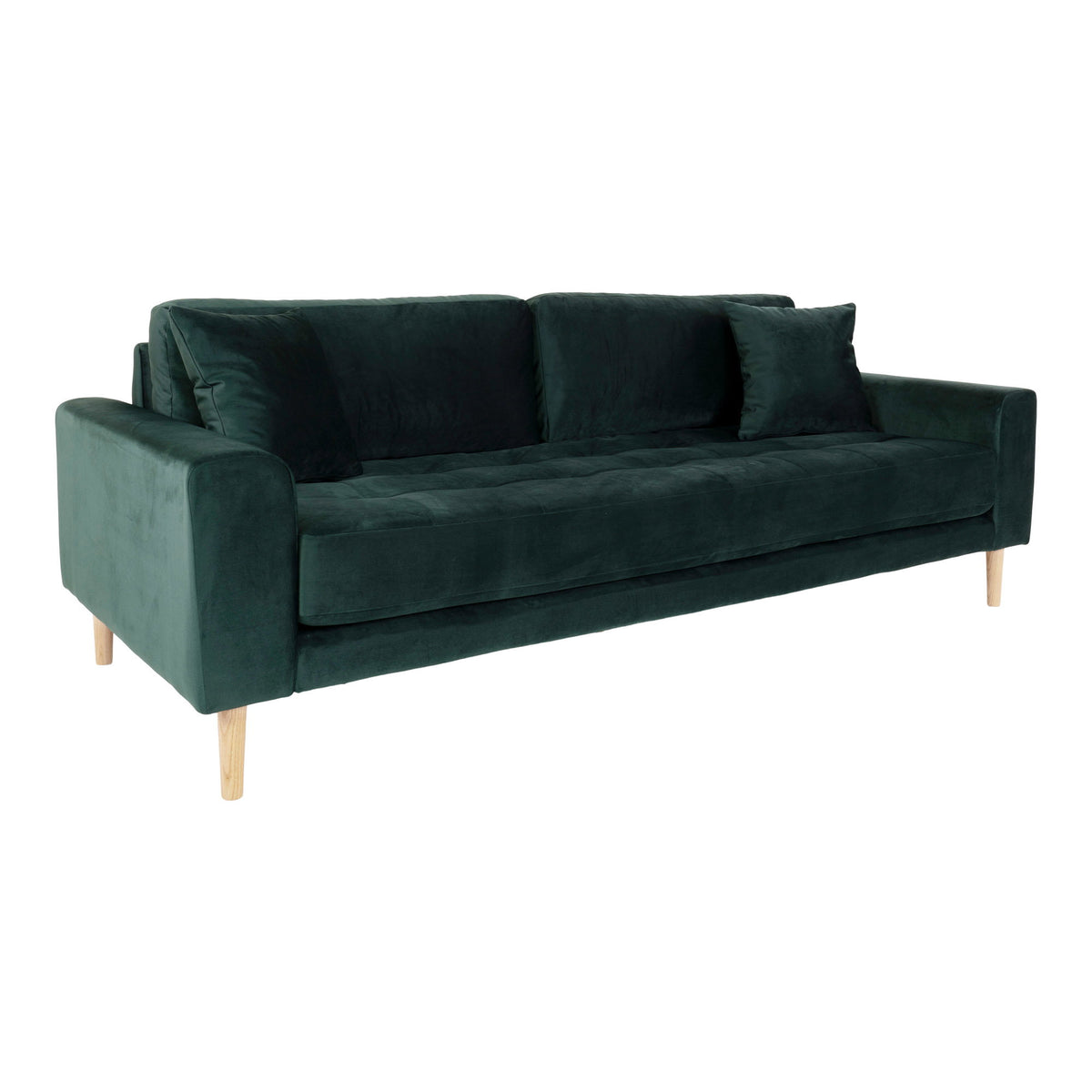 Ugo 3-Sitzer-Sofa – Samt Dunkelgrün, Beine Natur – Ansicht 2