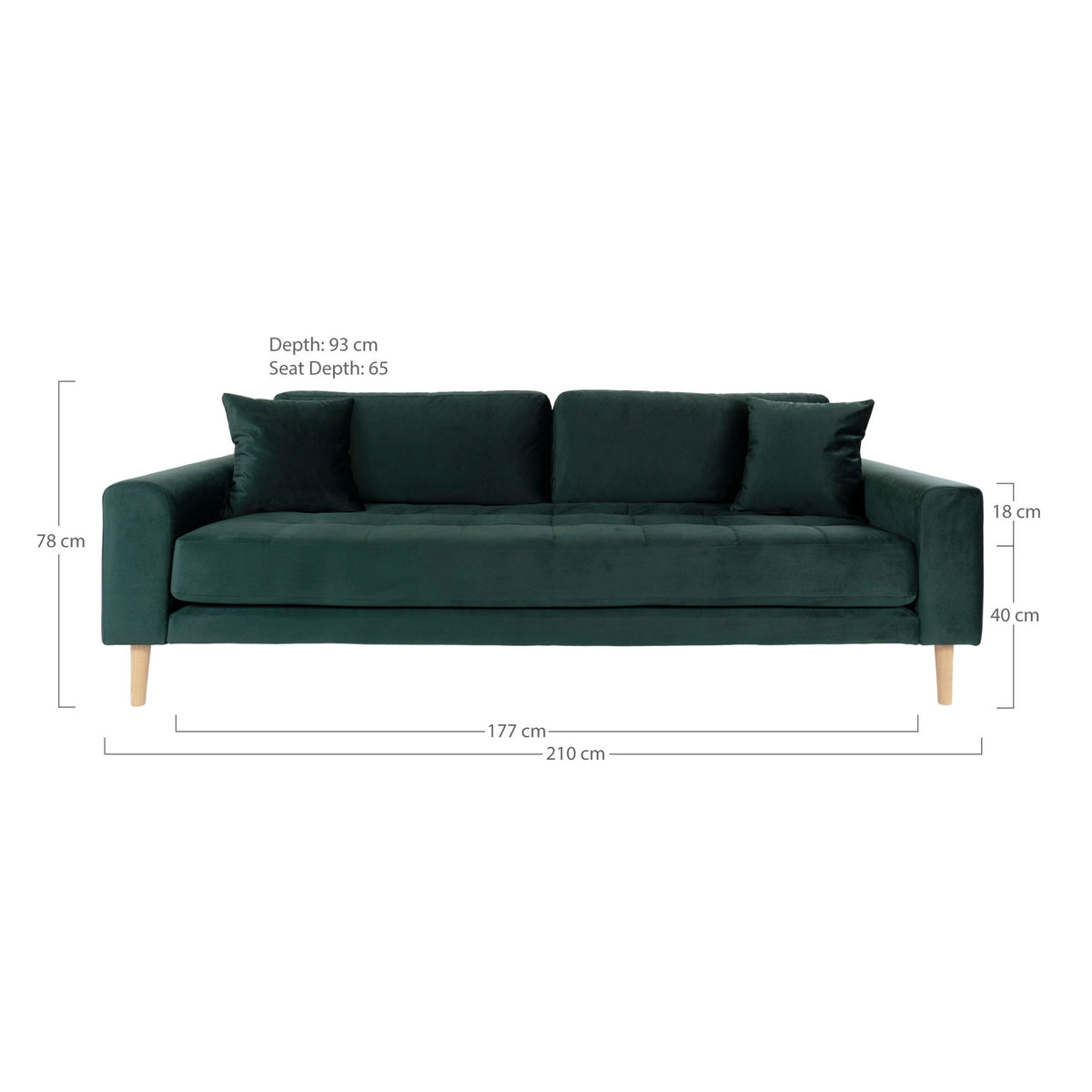 Ugo 3-Sitzer-Sofa – Samt Dunkelgrün, Beine Natur – Ansicht 5