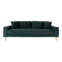 Ugo 3-Sitzer-Sofa – Samt Dunkelgrün, Beine Natur von Luiva Living